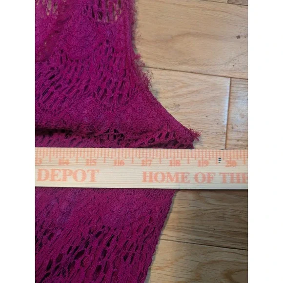 Free People So Sweetly Bloom Mini Dress Crochet Cotton Lace Fuschia $168 Y2K‎ XS - Picture 5 of 6